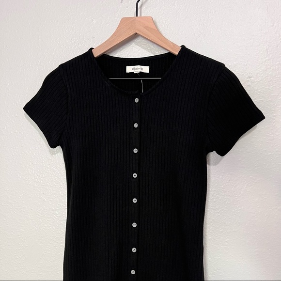 Madewell Button-Front Ribbed Mini Dress - Picture 4 of 14